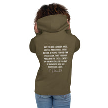 Load image into Gallery viewer, Women&#39;s &quot;Chosen&quot;Hoodie with Scripture
